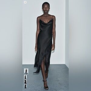 Zara Black Asymmetrical Satin Dress